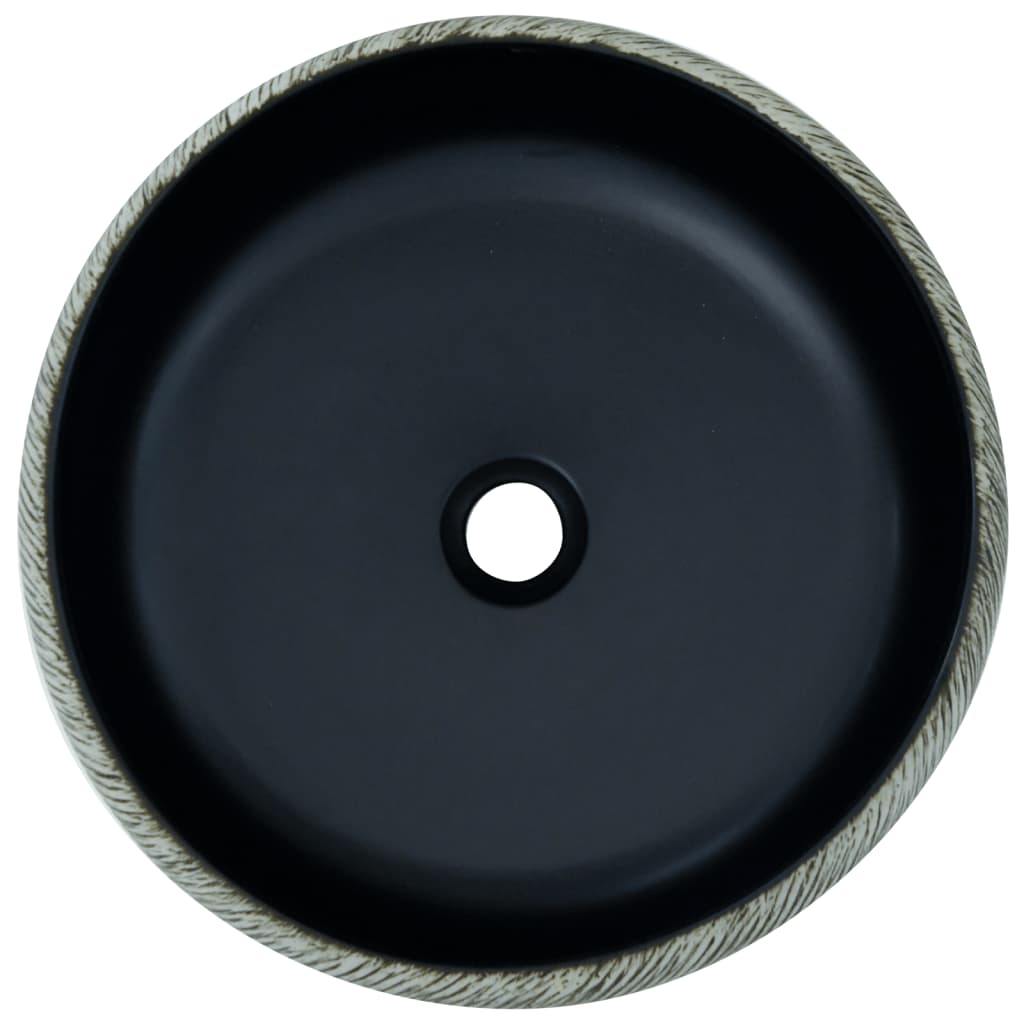 Black and grey round countertop washbasin Φ41x14 cm ceramic