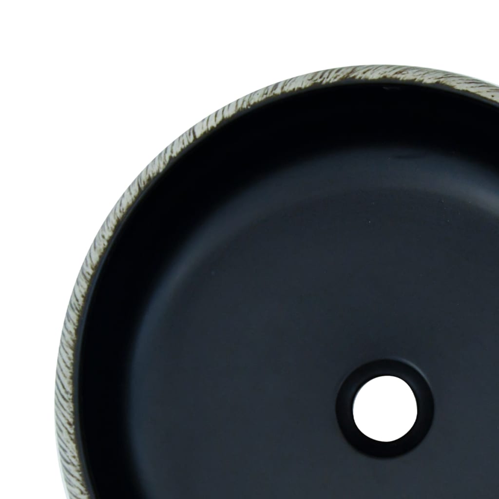 Black and grey round countertop washbasin Φ41x14 cm ceramic