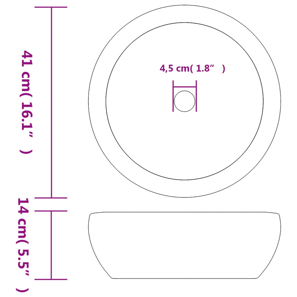 Vasque à poser gris rond Φ41x14 cm céramique