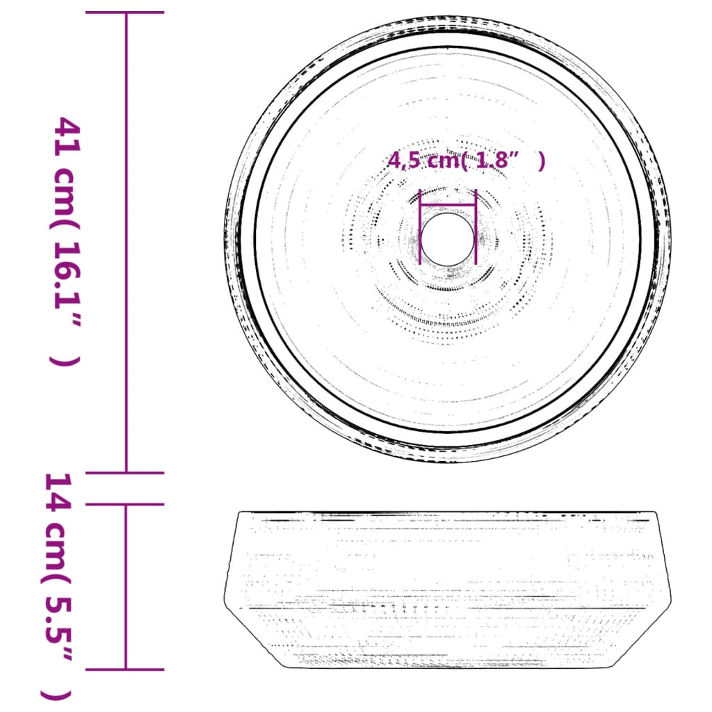 Vasque à poser gris rond Φ41x14 cm céramique