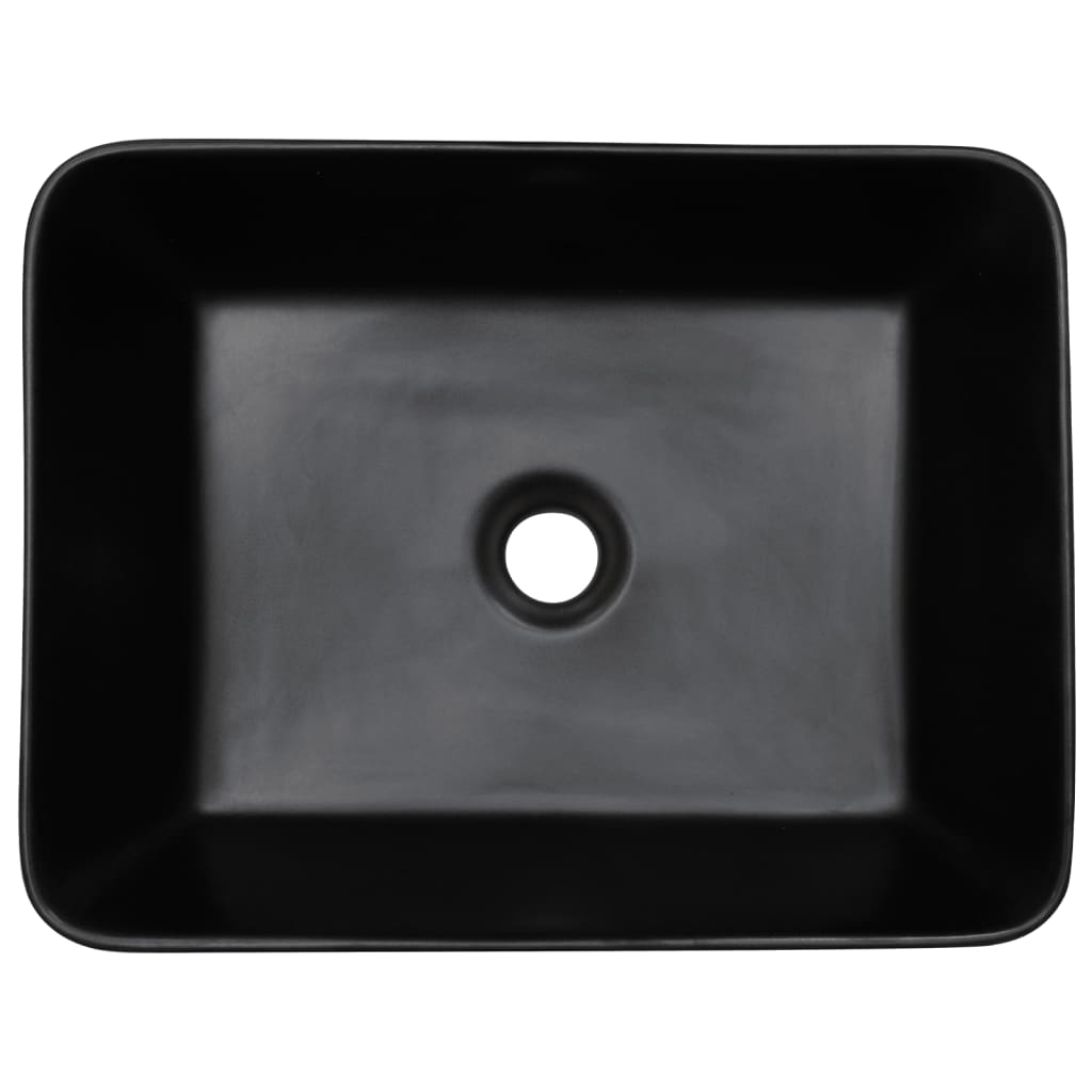 Vasque à poser noir rectangulaire 46x35,5x13 cm céramique