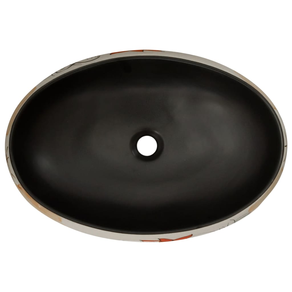 Multicolored oval countertop washbasin 59x40x15 cm ceramic