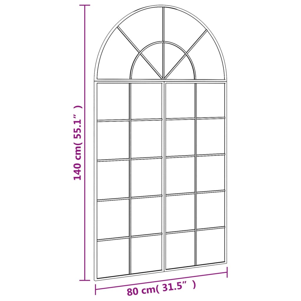 Miroir mural noir 80x140 cm arche fer