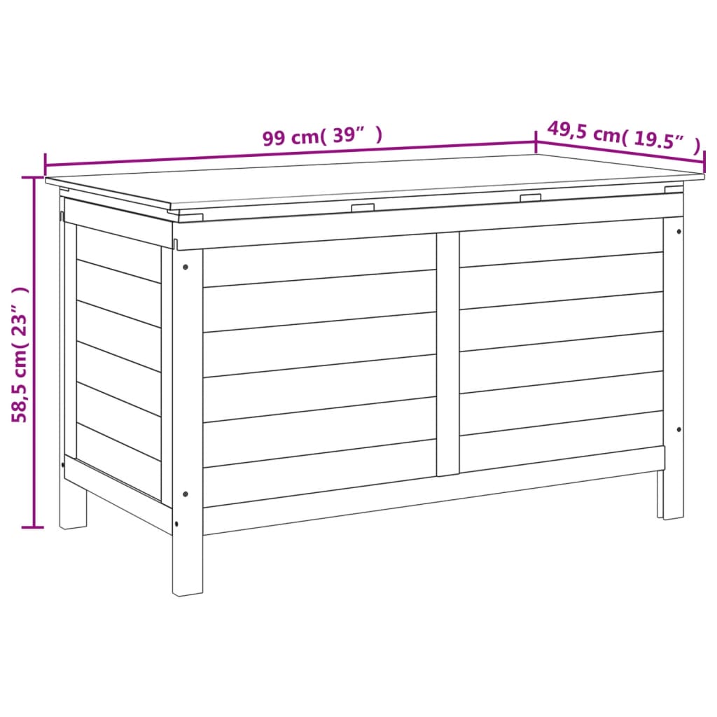 Boîte de rangement de jardin anthracite bois massif de sapin