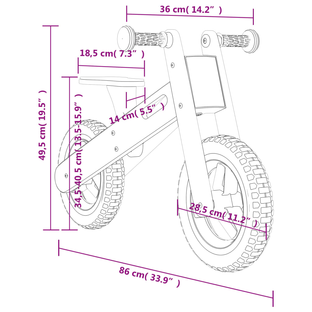 Vélo d'équilibre pour enfants imprimé orange