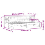 Day bed and trundle bed without mattress 80x200 cm solid wood