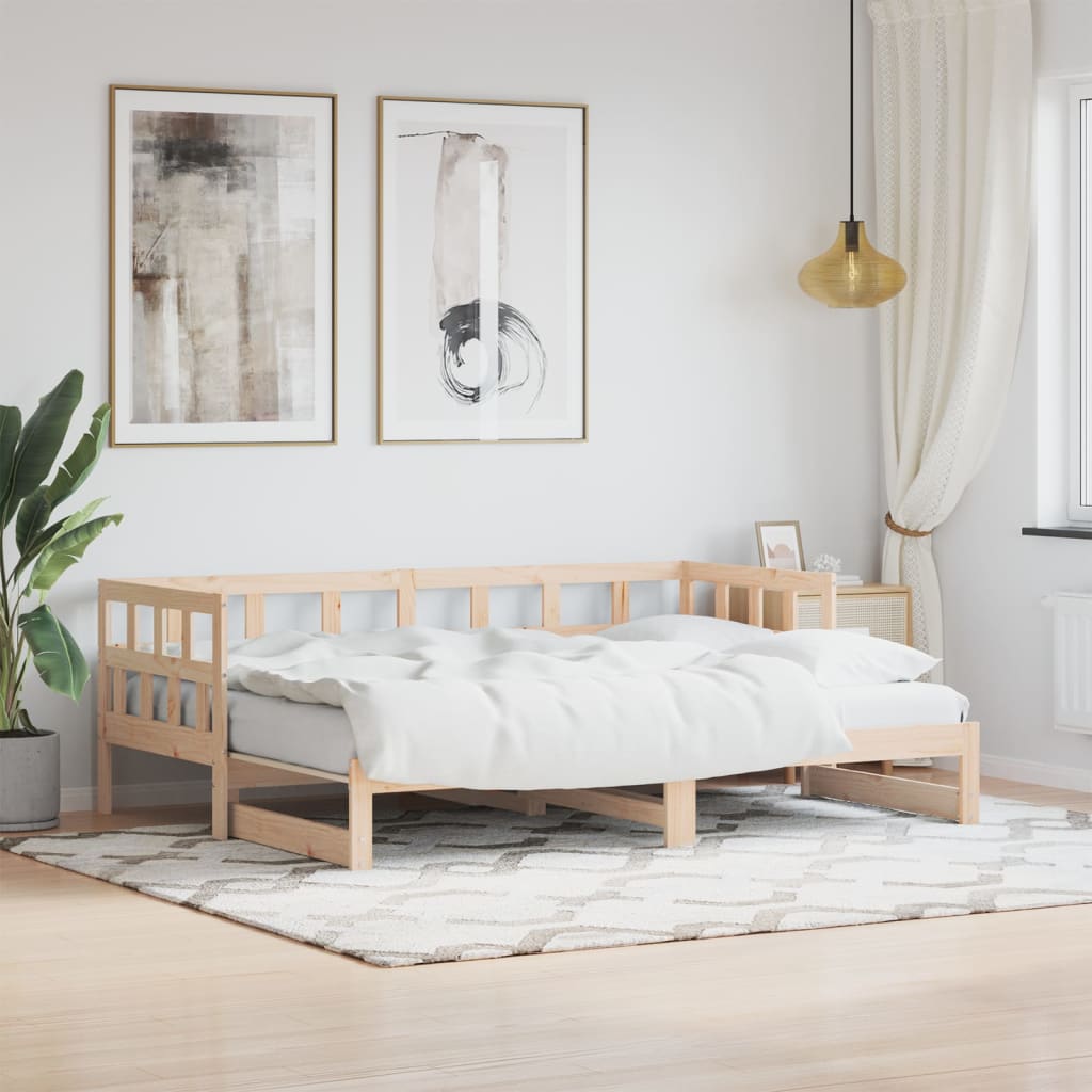 Day bed and trundle bed without mattress 80x200 cm solid wood