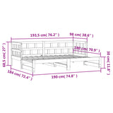 Tagesbett und Ausziehbett ohne Matratze 90x190 cm Massivholz