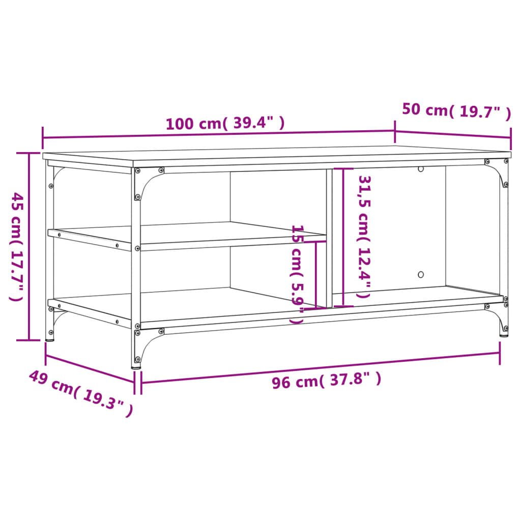 Couchtisch Braune Eiche 100x50x45 cm Holzwerkstoff