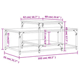 Sonoma grauer Couchtisch 102x60x45 cm, Holzwerkstoff