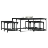 Tables basses gigognes 5 pcs noir bois d'ingénierie