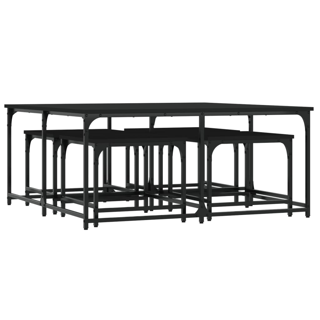 Tables basses gigognes 5 pcs noir bois d'ingénierie