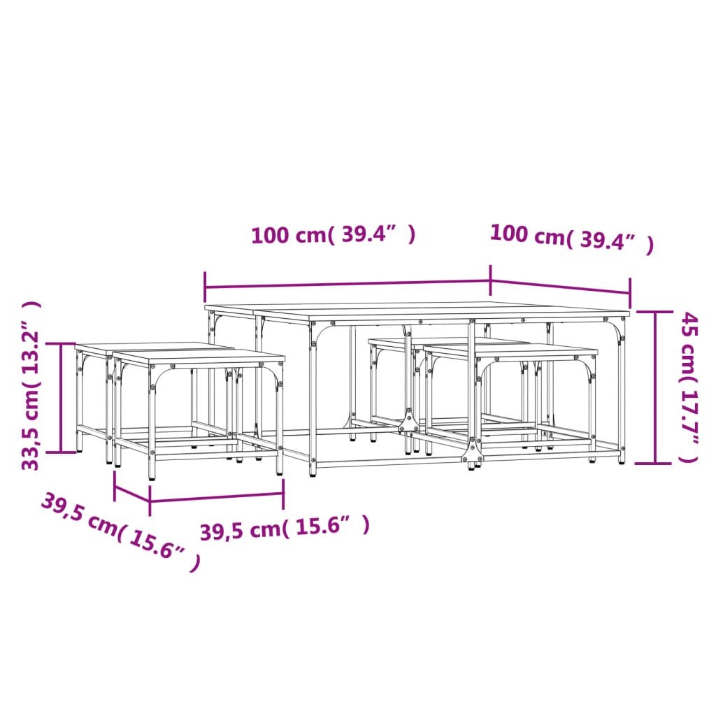 Tables basses gigognes 5 pcs chêne sonoma bois d'ingénierie