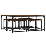 5 pcs nesting coffee tables oak brown engineered wood