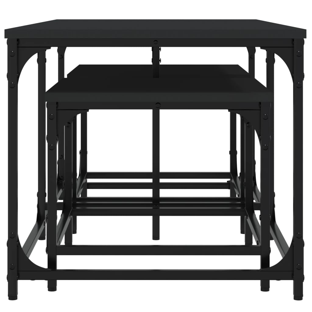 Tables basses gigognes 3 pcs noir bois d'ingénierie