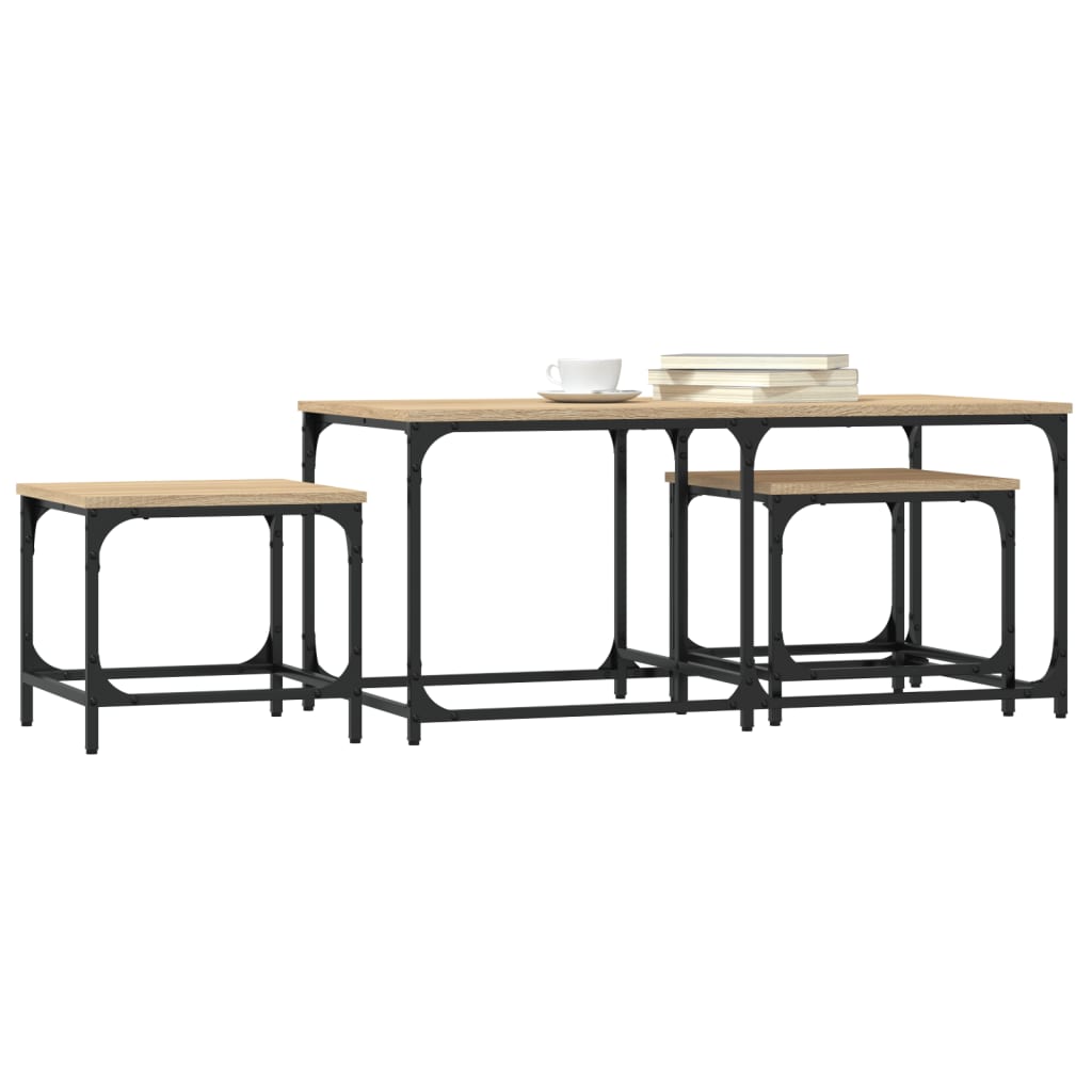 Tables basses gigognes 3 pcs chêne sonoma bois d'ingénierie