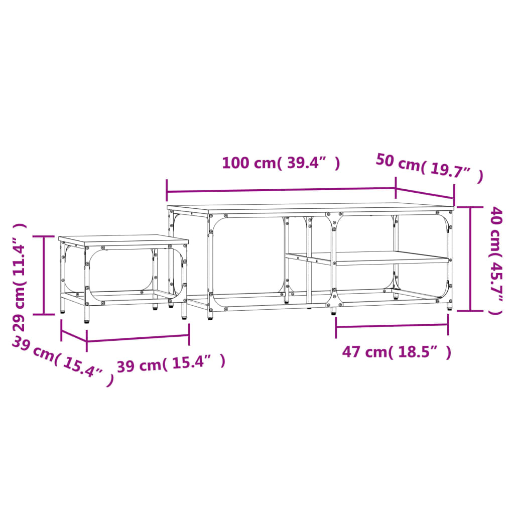 Tables basses gigognes 2 pcs chêne sonoma bois d'ingénierie