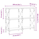 Table console noir 100x28x80,5 cm bois d'ingénierie