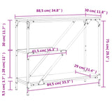 Table console chêne fumé 88,5x30x75 cm bois d'ingénierie