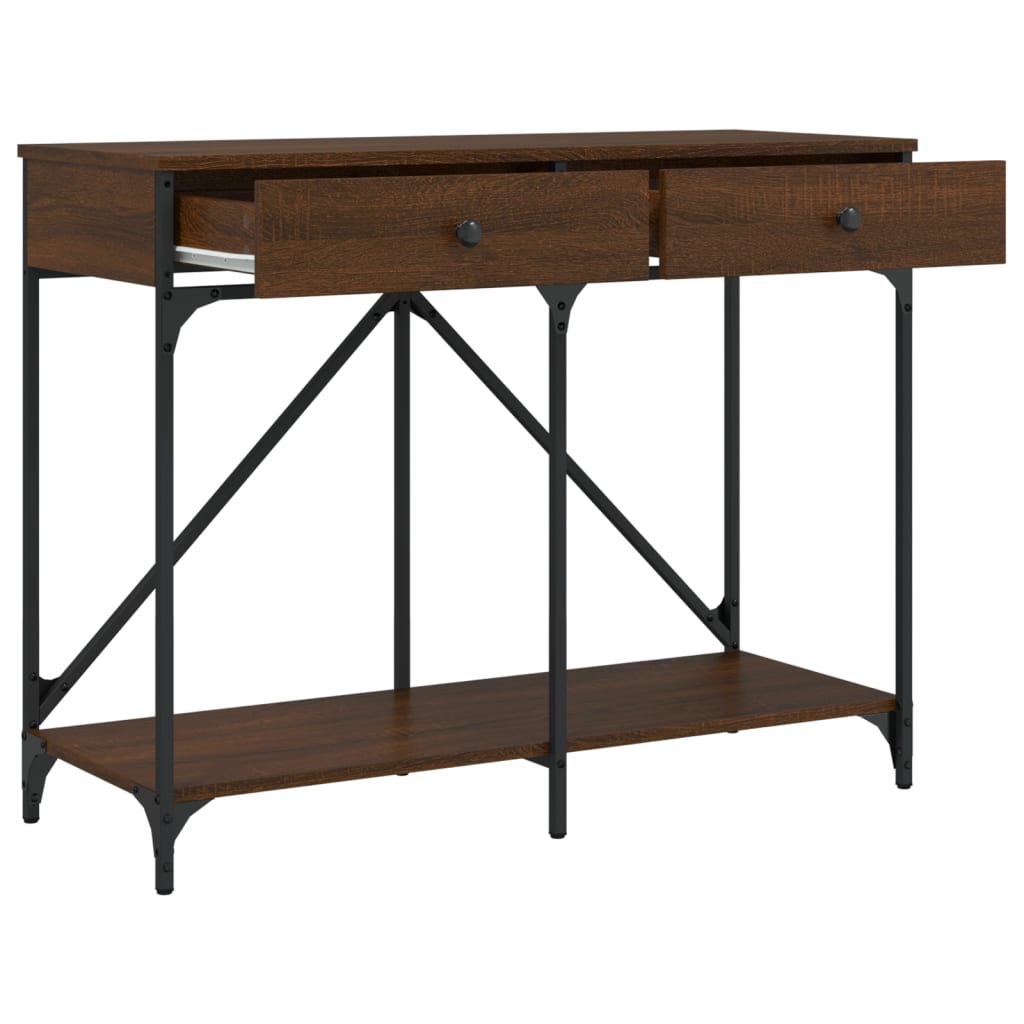 Console table brown oak 100x39x78.5 cm engineered wood