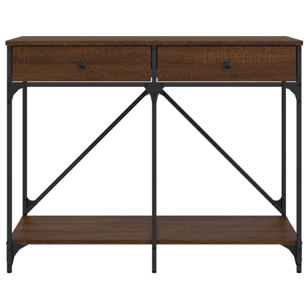 Console table brown oak 100x39x78.5 cm engineered wood