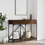 Console table brown oak 100x39x78.5 cm engineered wood