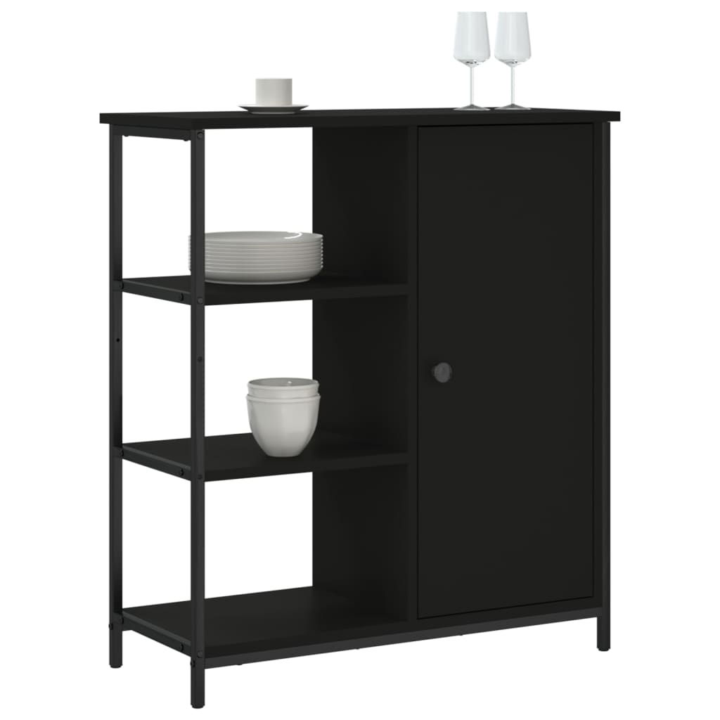 Buffet noir 70x30x80 cm bois d'ingénierie