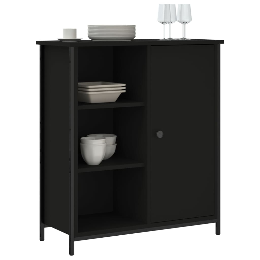 Buffet noir 70x30x80 cm bois d'ingénierie