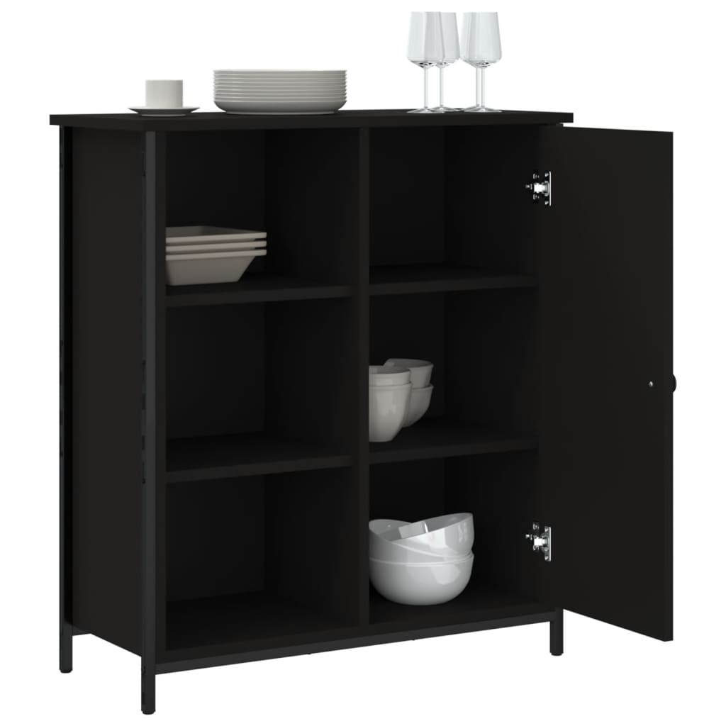 Buffet noir 70x30x80 cm bois d'ingénierie