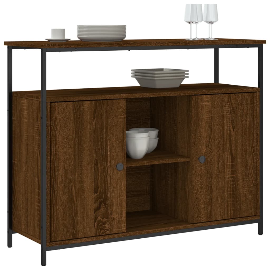 Brown oak sideboard 100x35x80 cm engineered wood