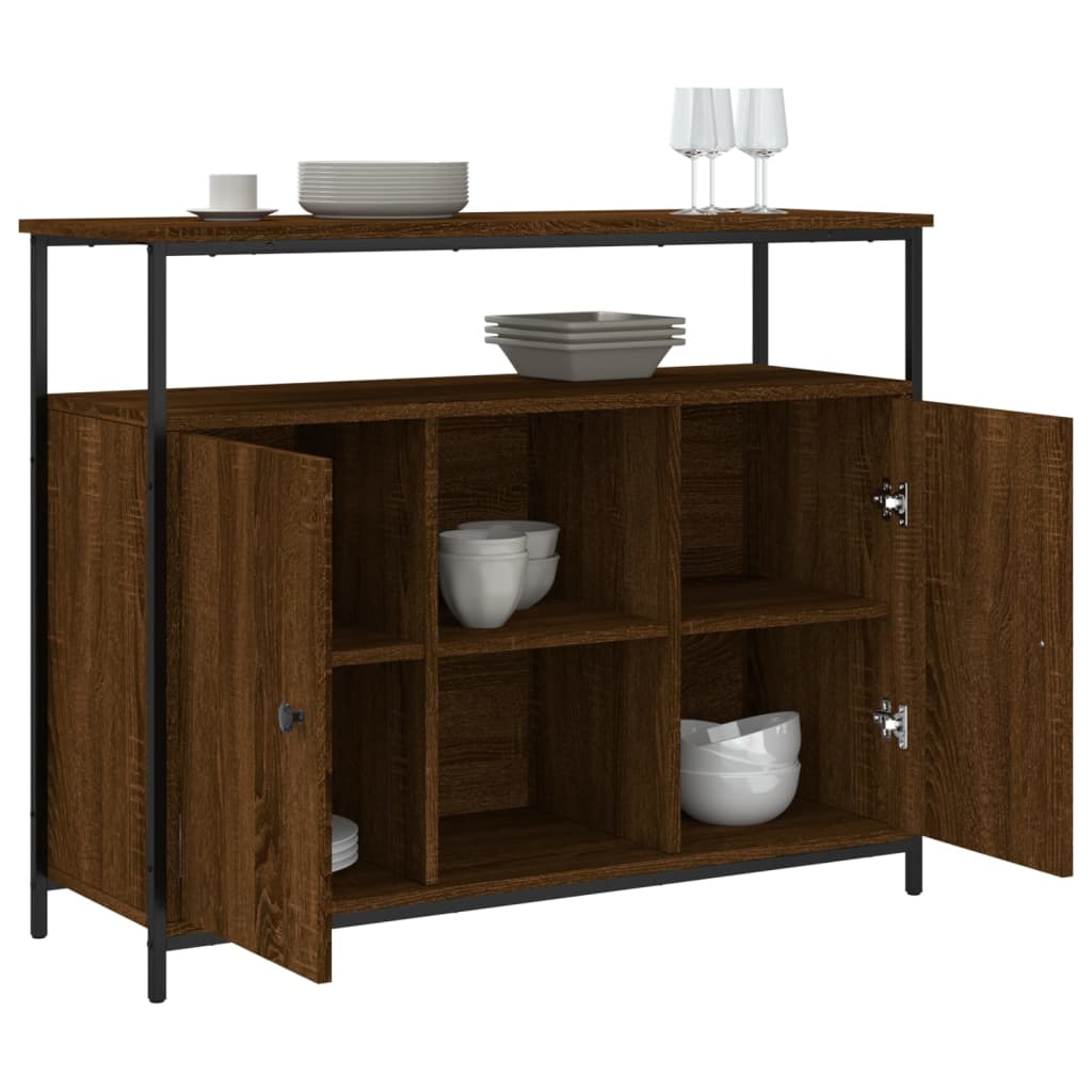 Brown oak sideboard 100x35x80 cm engineered wood