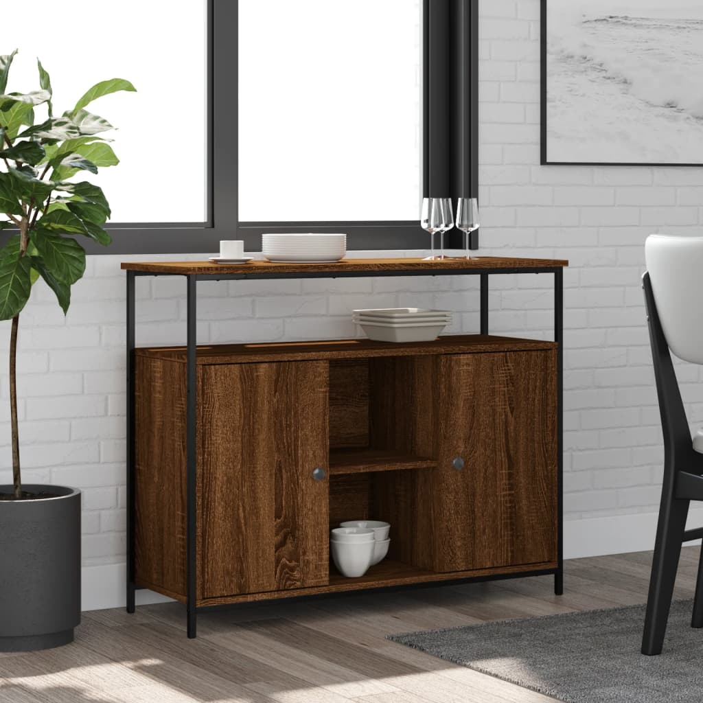 Brown oak sideboard 100x35x80 cm engineered wood