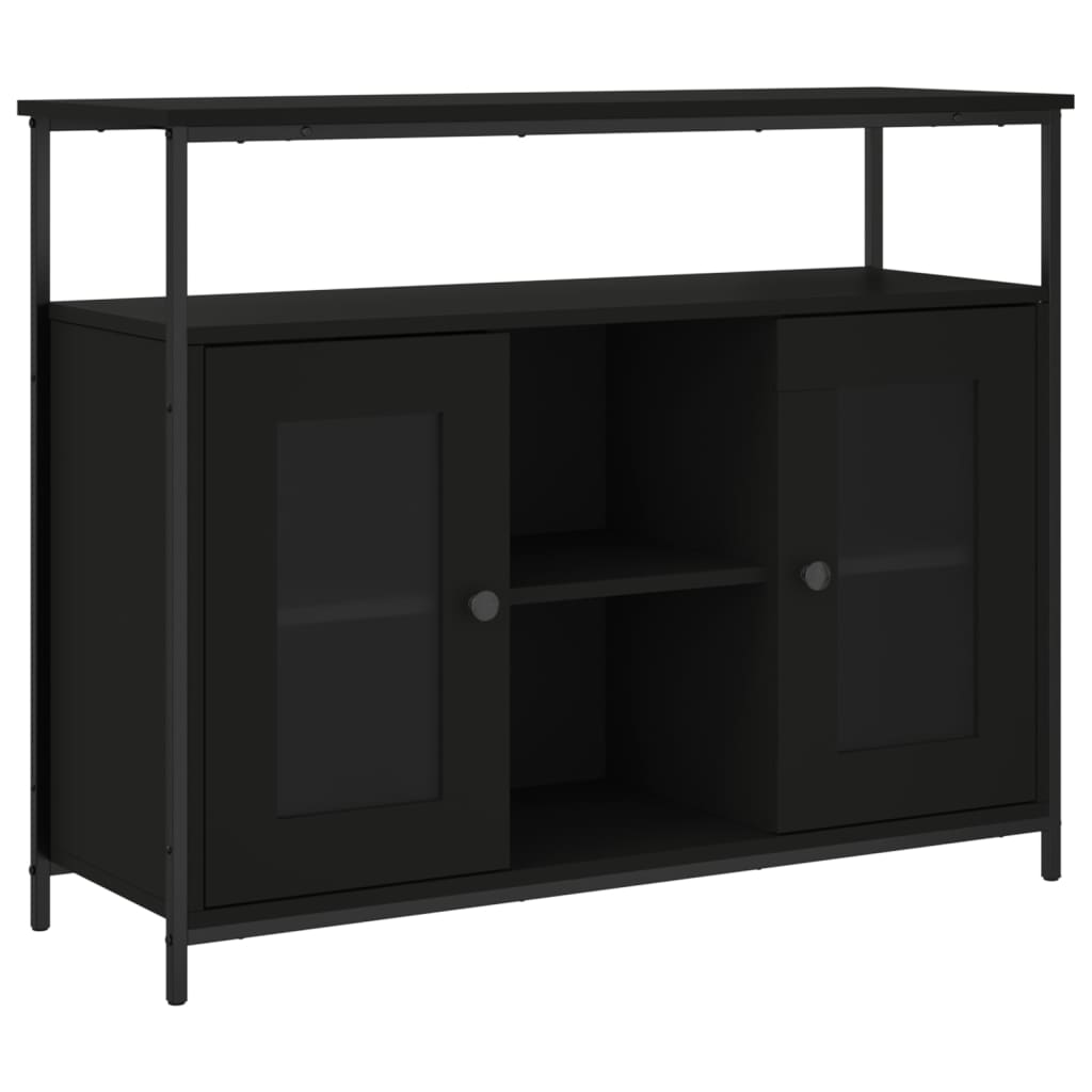 Buffet noir 100x35x80 cm bois d'ingénierie