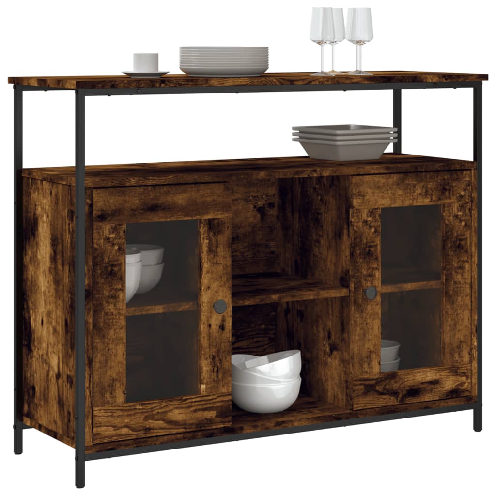 Buffet chêne fumé 100x35x80 cm bois d'ingénierie