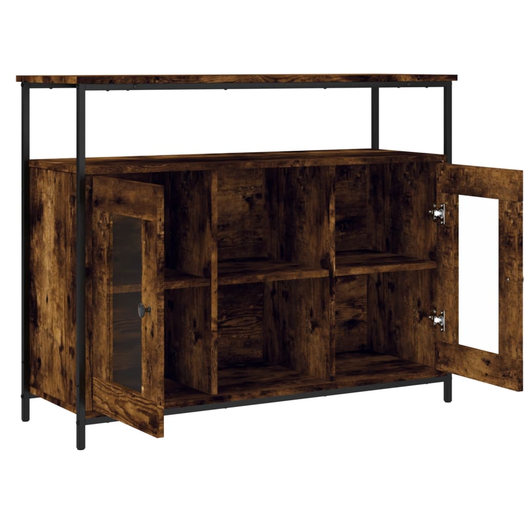 Buffet chêne fumé 100x35x80 cm bois d'ingénierie