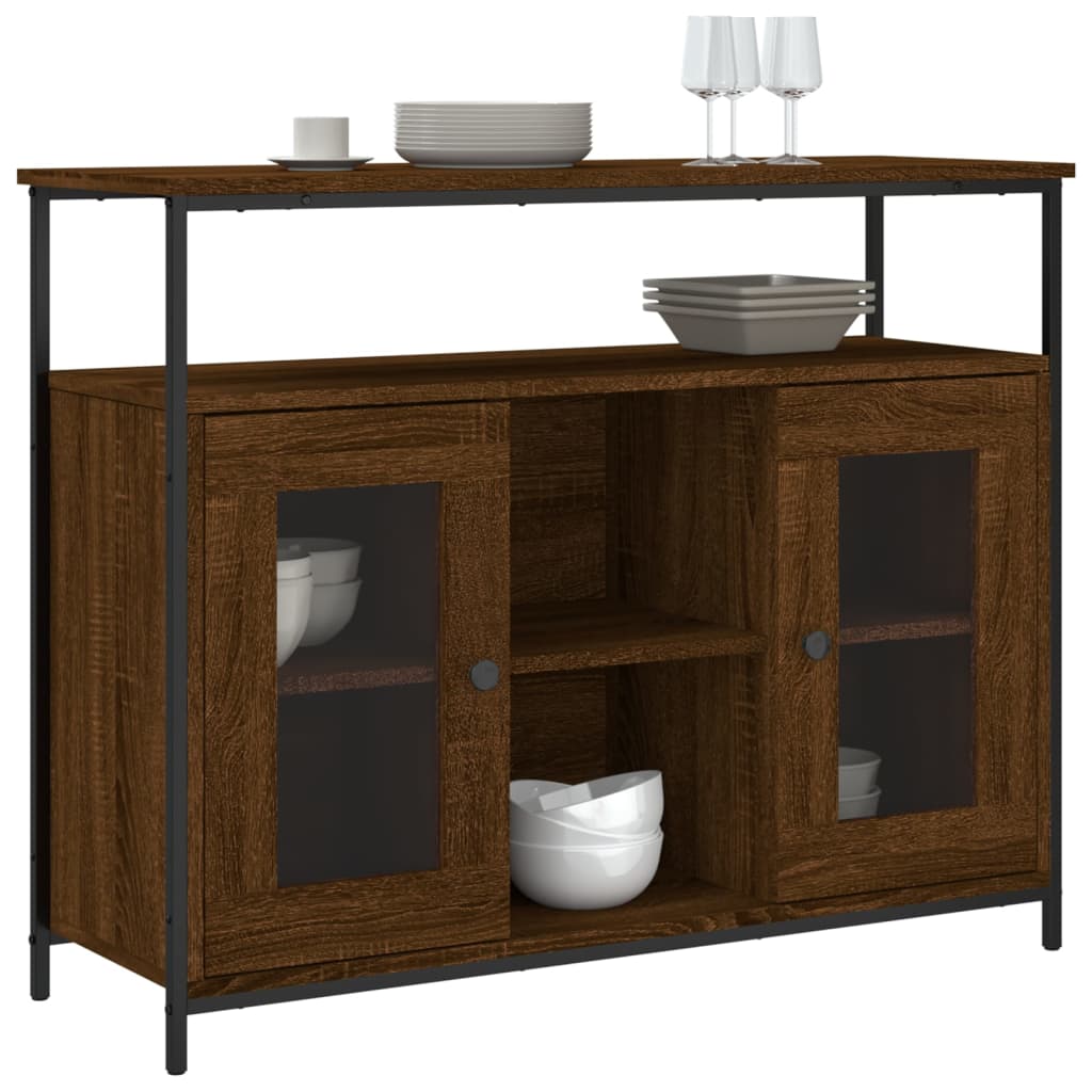 Brown oak sideboard 100x35x80 cm engineered wood