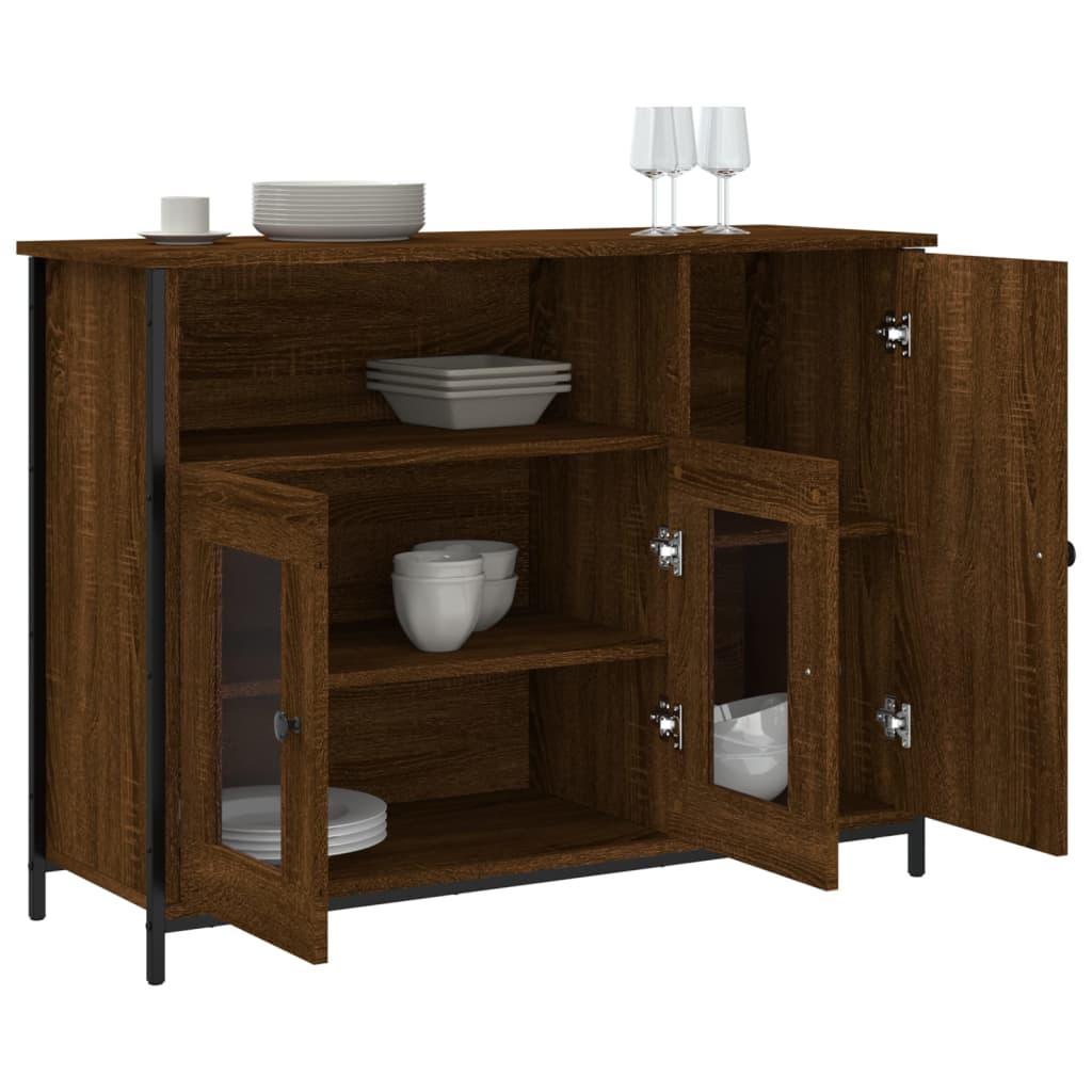 Brown oak sideboard 100x35x75 cm engineered wood