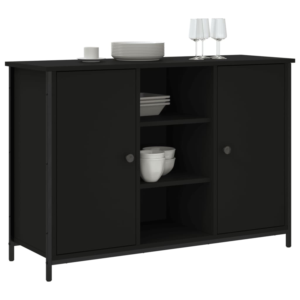 Buffet noir 100x35x70 cm bois d'ingénierie