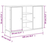 Buffet sonoma gris 100x35x70 cm bois d'ingénierie