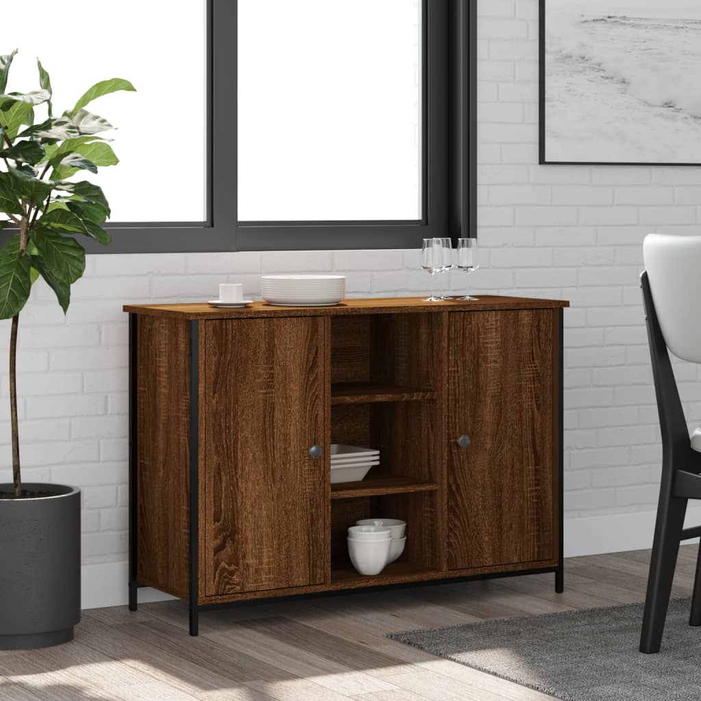 Brown oak sideboard 100x35x70 cm engineered wood