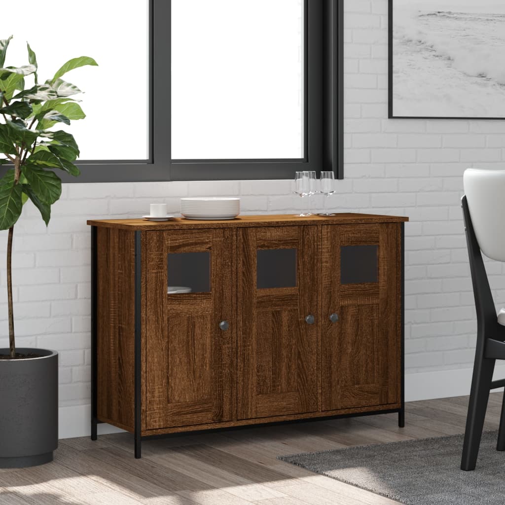 Brown oak sideboard 100x35x70 cm engineered wood