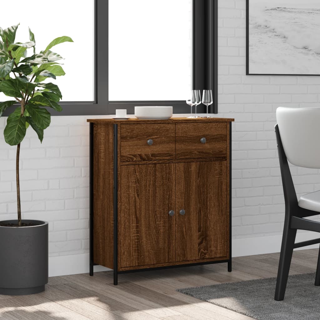 Brown oak sideboard 70x30x80 cm engineered wood