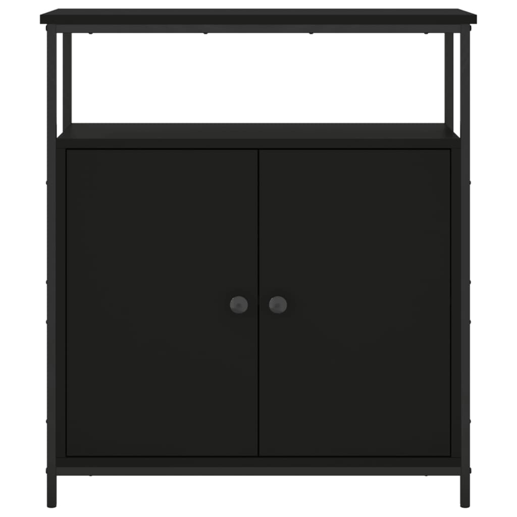 Buffet noir 70x30x80 cm bois d'ingénierie