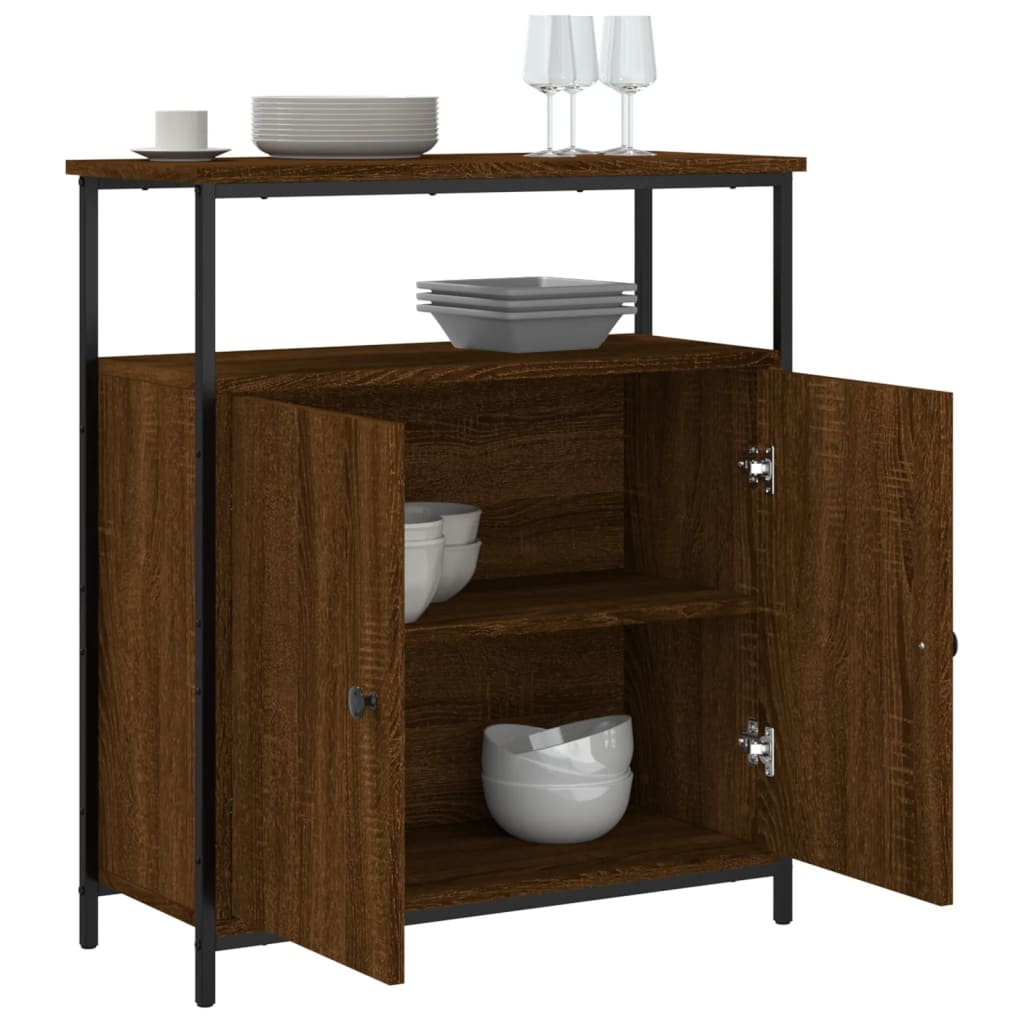 Buffet chêne marron 70x30x80 cm bois d'ingénierie