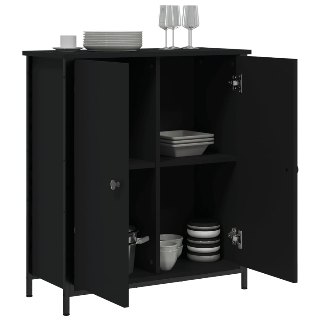 Buffet noir 70x30x80 cm bois d'ingénierie