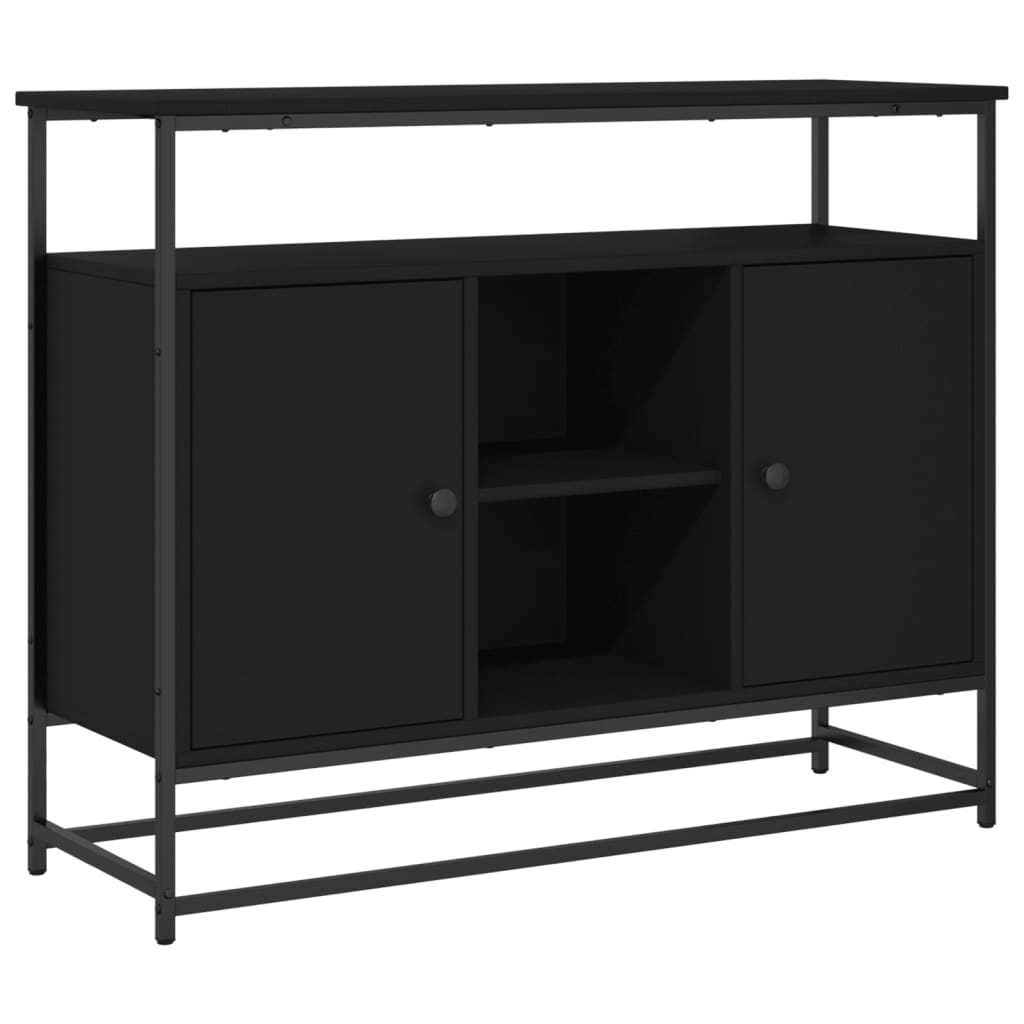 Buffet noir 100x35x80 cm bois d'ingénierie