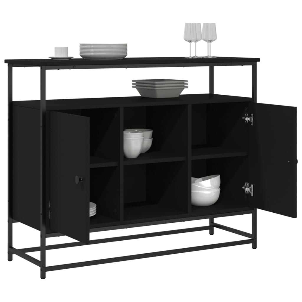 Buffet noir 100x35x80 cm bois d'ingénierie