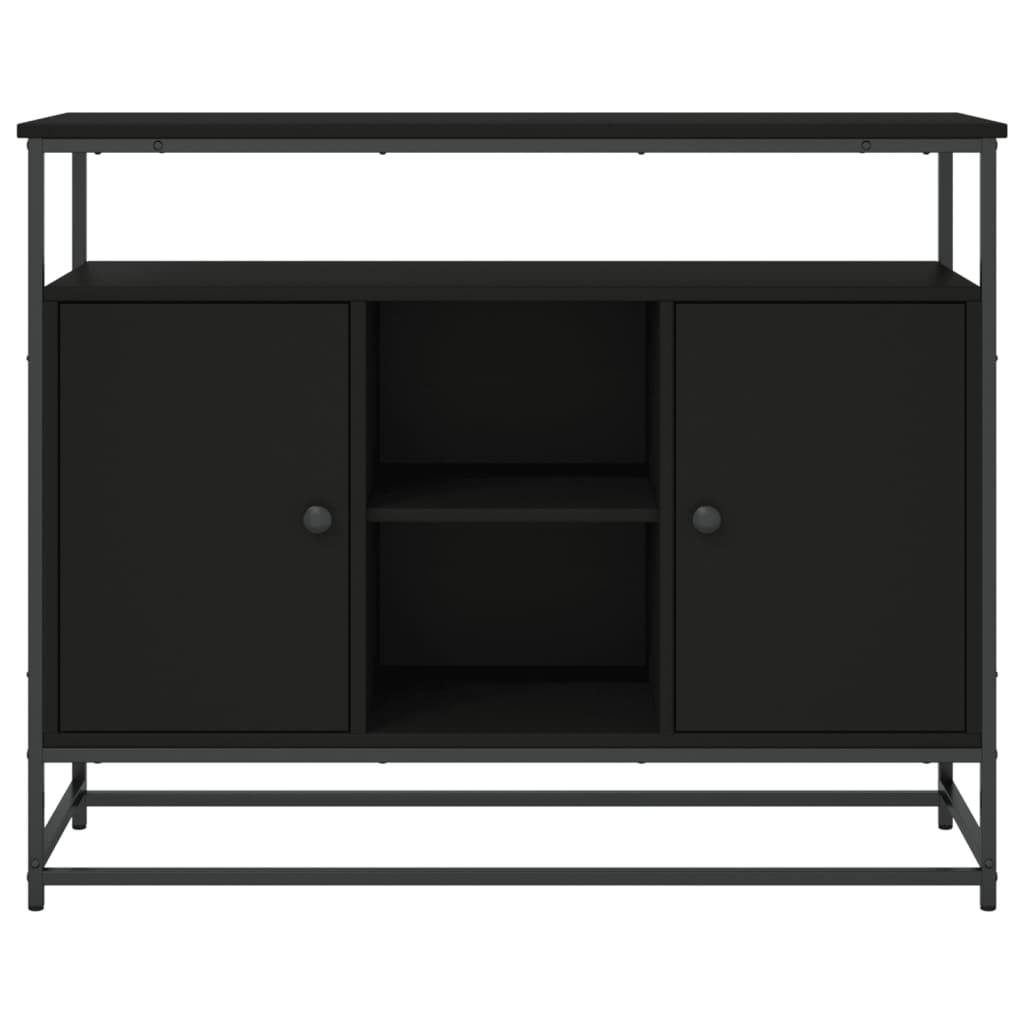 Buffet noir 100x35x80 cm bois d'ingénierie