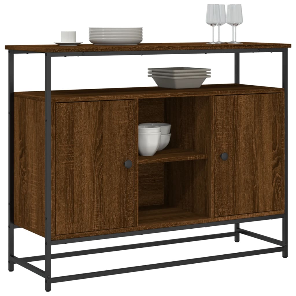 Brown oak sideboard 100x35x80 cm engineered wood