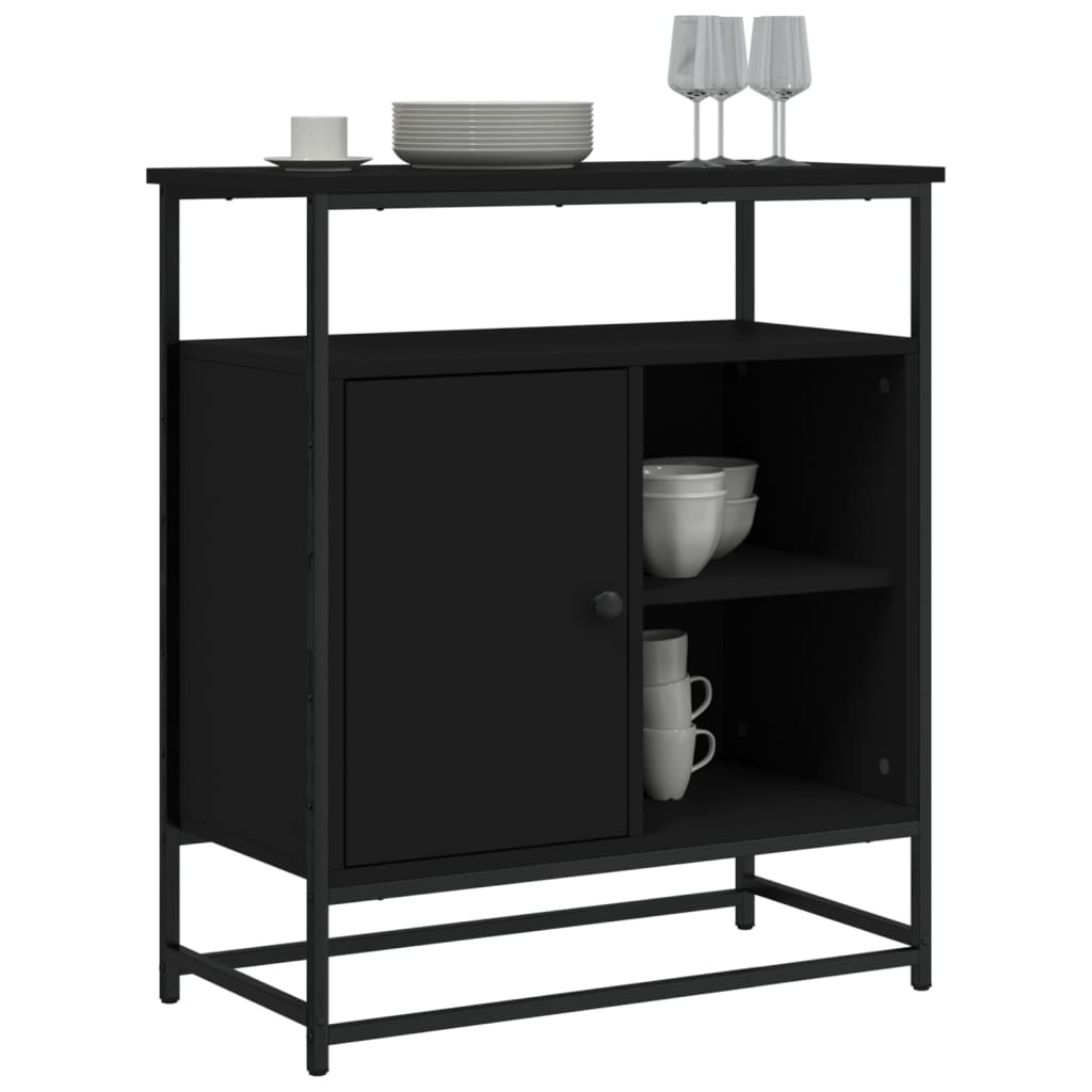 Buffet noir 69x35x80 cm bois d'ingénierie